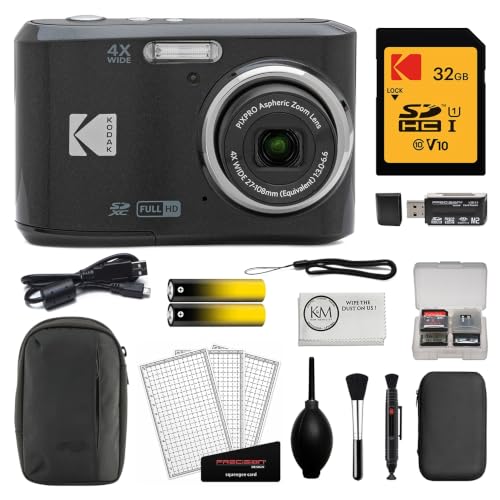 Kodak PIXPRO FZ45 �f�W�^���J����|�u���b�N | 32GB�������[�J�[�h + �J�����|�[�` + �������[�P�[�X + SD���[�_�[ + �X�N���[���v���e�N�^�[ + �N���[�j���O�L�b�g + �N���X