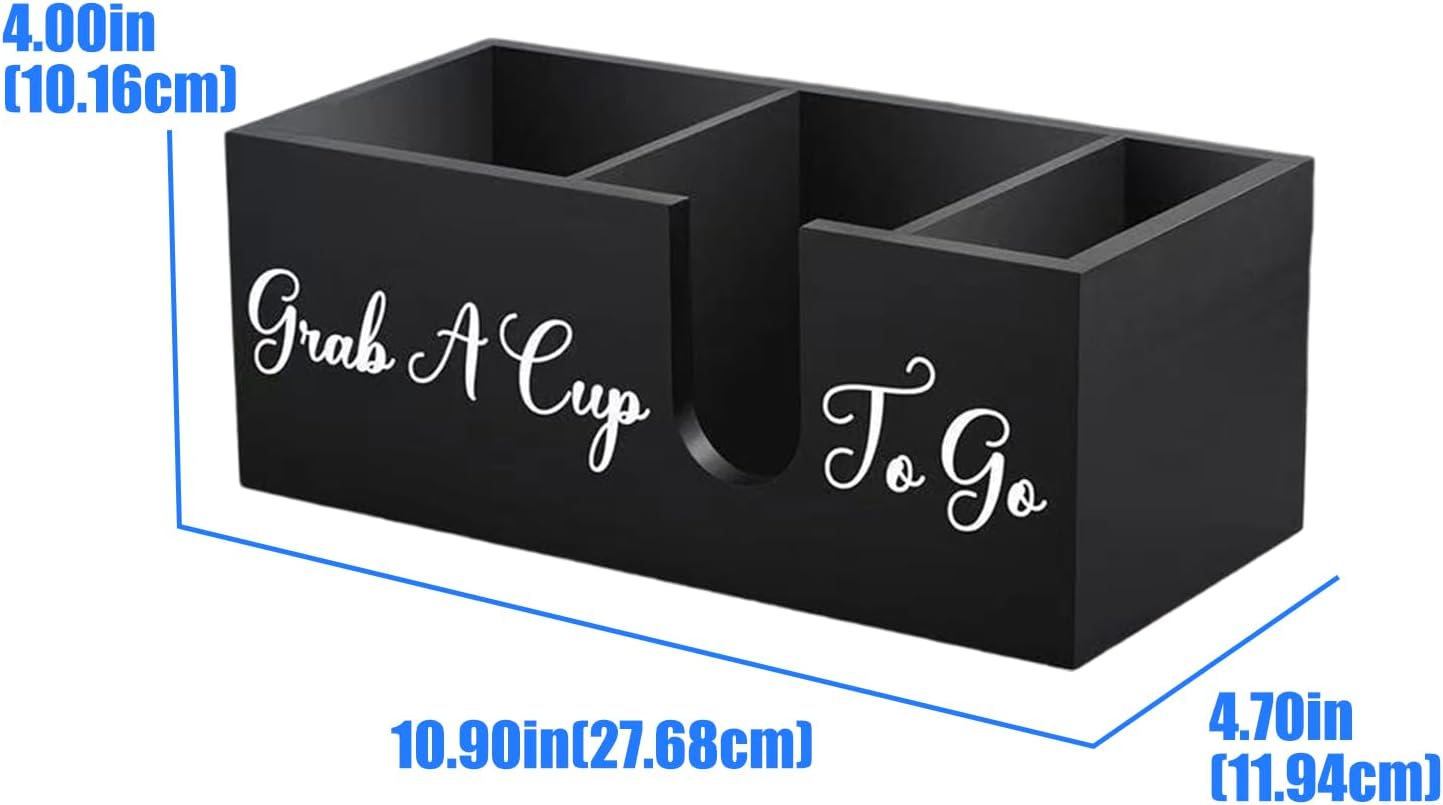 Compact Coffee Station Organizers Wood Stores Beverage Containers Stirrers Sugar Packets Neatly for Home Kitchen Offices Coffee Accessories Holder image 3