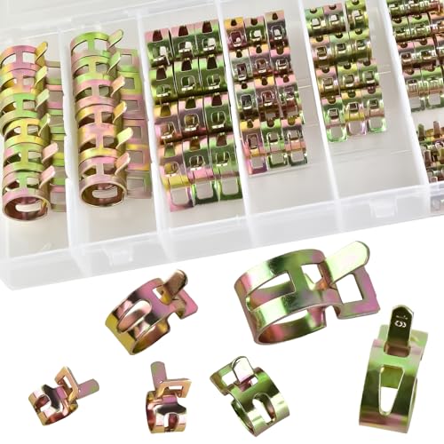 MuHize 72pcs Spring Hose Clamps Kit - 6 Sizes of Hose Clamps for Fuel Line, Low Pressure Air Clamps & Sleeves, Automotive Replacement Fasteners Assortment (12 x 7mm, 10mm, 11mm, 14mm, 16mm, 17mm) - Thumbnail 7