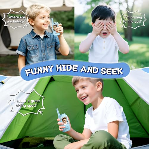Video Walkie Talkies for Kids, Handheld 2 Pack Rechargeable Video Intercom Kids Walkies Talkies, Indoor Outdoor Toys for Family Games, Outside, Camping, Hiking for Boys Girls Ages 3-12 (Blue/Blue) by YUSSBCU - Image 4