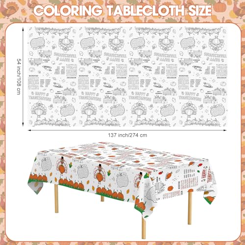 Happy Thanksgiving Coloring Tablecloth for Kids Giant Thanksgiving Paper Activity Table Co - image 3