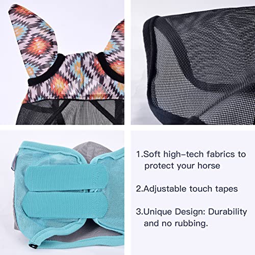 Huirhuir Horse Fly Mask,Long Nose With Ears,Uv Protection,Detachable Nose Flap-Leopard Print(S, Pony Size) #TOP3
