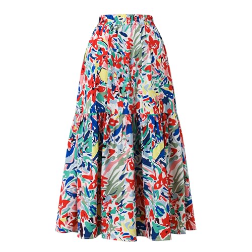Ladies' High Waist Skirt with Elastic Waist and Pockets in Spring Summer and Autumn2