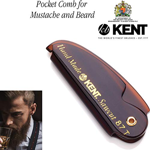 Kent 87T Handmade Folding Pocket Comb For Men, Fine Tooth Hair Comb Straightener For Everyday Grooming Styling Hair, Beard Or Mustache, Use Dry Or With Balms, Saw Cut Hand Polished, Made In England #TOP3