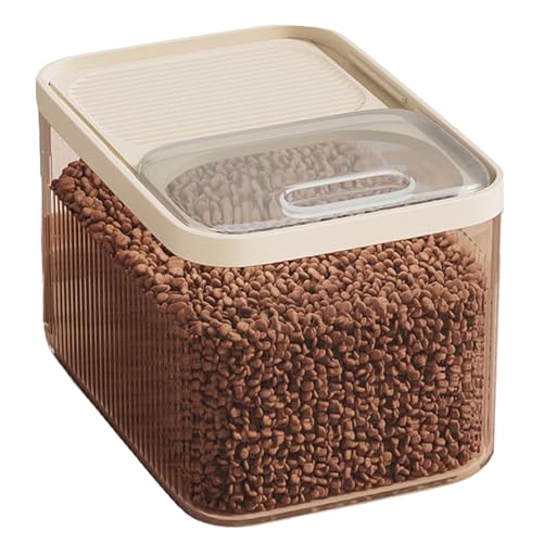 Generisch Luftdichter Tierfutter Aufbewahrungsbehälter, 7L/5kg Kapazität, mit Messbecher, Beige, 24x17x18cm (B)