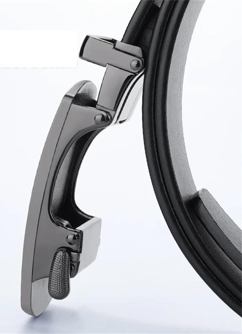 Yeuyyben Cinturón de trinquete de cuero genuino para hombre, ajustable, hebilla automática, cinturón de negocios informal