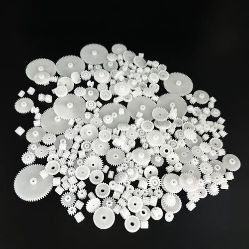 200PCS Module 0.5 Plastic Gear Single Gear Spindle Gear Small Motor Gears for DC Motor RC Car Robot DIY Model Toy Parts (White)