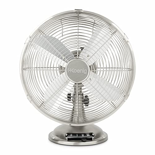 H.Koenig Ventilador de mesa eléctrico JOE48 Silencioso Diseño metálico, 3 velocidades,...