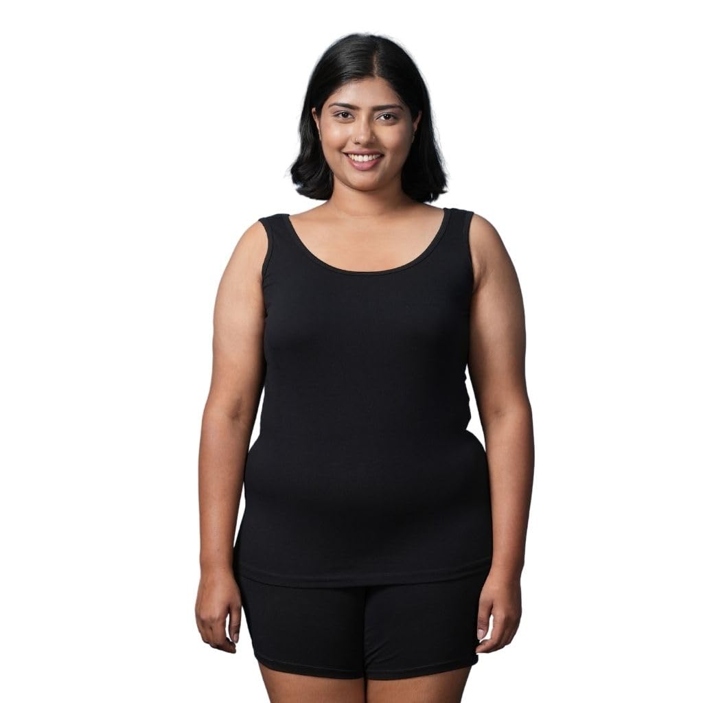 | Plus Size Camisole for Women | Plus Size Inner Tank Tops | Wide Fabric Shoulder | Round Neckline | Lightweight & Sleeveless | Offers Full Coverage | Pack of 1-image-24