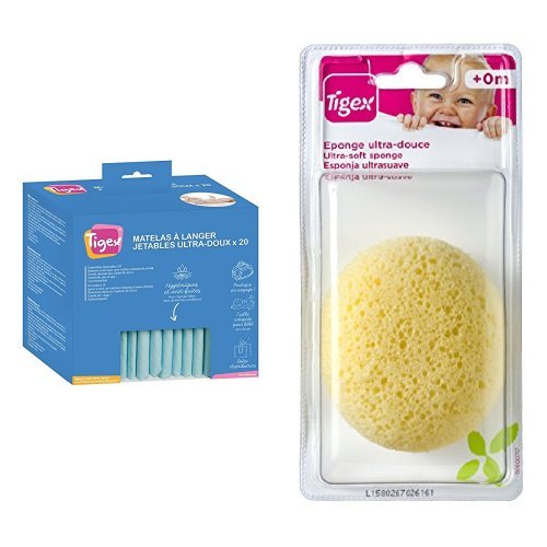 Tigex 80890172 - Cambiador desechable + Tigex 80600717 - Esponja hidrófila para bebés