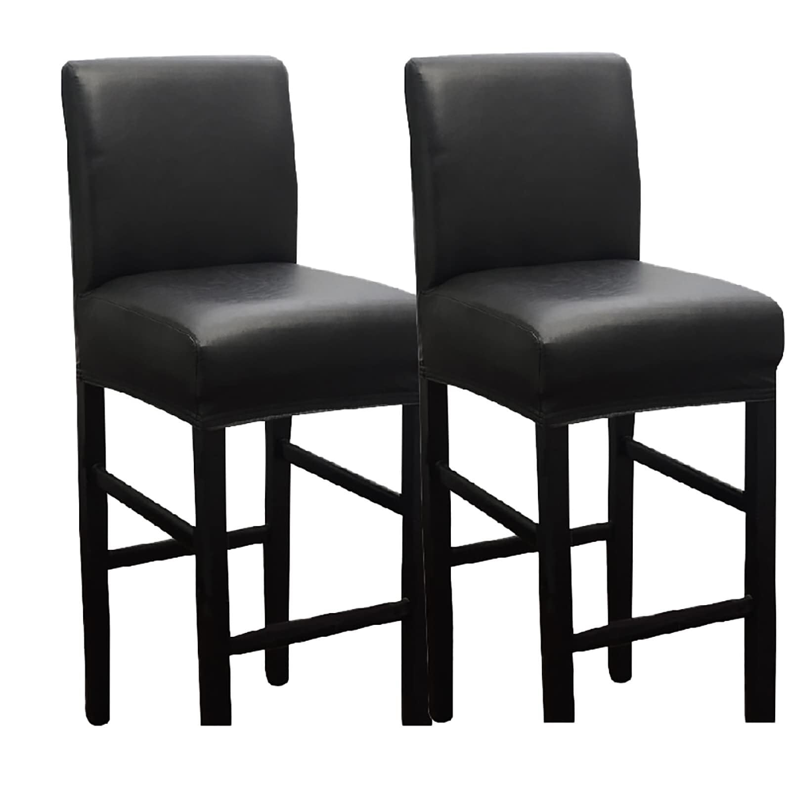 NMVAWIPT Waterproof Fabric Bar Stool Covers, Stretchy Slipcovers For Short Back Stools, For Kitchen, Cafe, Dining Room Decor(Black,2 pieces)