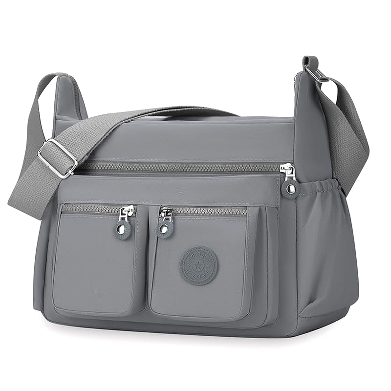 Bolsas transversais femininas bolsa de ombro espaçosa com vários bolsos bolsa tiracolo feminina, Cinza, Bolsa de ombro feminina espaçosa com vários bolsos, bolsa tiracolo feminina