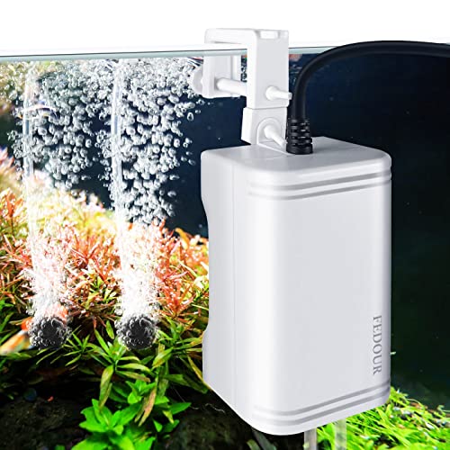 FEDOUR 2.5W Mini Leise Aquairum Luftpumpe: 180LPH Luftpumpe mit 2-Auslass für Aquarien, hängende Aquarien Sauerstoffpumpe für 1-200L, Aquarium Luftsprudler Mit Zubehör