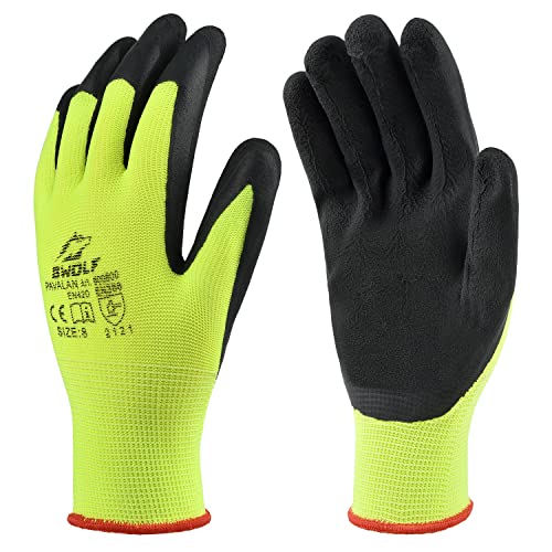 BWOLF PAVALAN 12 Paar Handschuhe Arbeitshandschuhe Herren Arbeitshandschuhe Damen Mechaniker Handschuhe Herren Montagehandschuhe mit robuster Latex Beschichtung (12, 10) Cover