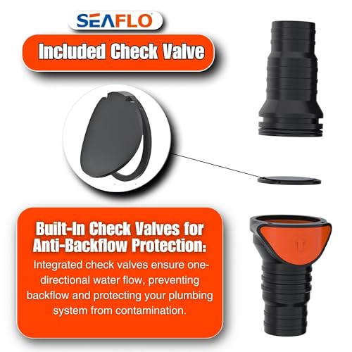 Image of SEAFLO in-Line / 90 Quick Disconnect Non-Return Check Valve PA6+GF+POM Construction, Anti-Backflow Design, Versatile Applications (Choose Size and Style)