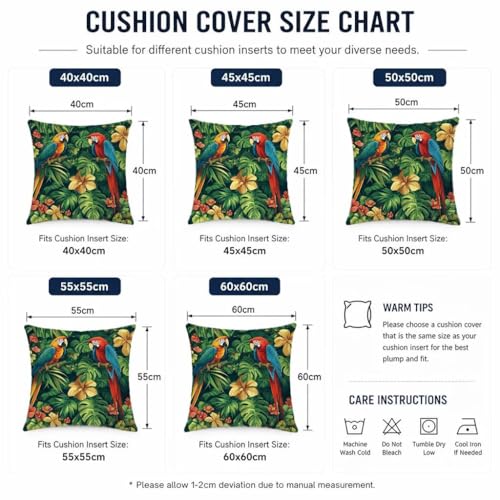 Housse coussin exterieur impermeable et dehoussable motif oiseau lin