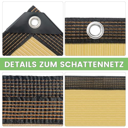 Filet d'ombrage 2x4 m beige résistant aux UV avec œillets de jardin - 6
