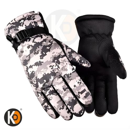 Image of K D Full Finger Winter Gloves for Men & Women with Fur Inside | Warm, Windproof, Waterproof, Scratch-Proof Thermal Gloves | Ideal for Biking, Riding & Cold Weather (Gloves Gray)