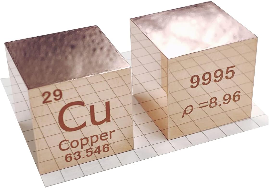 Copper (Cu) Density Cube, Laboratory-Grade Accurate Over 99.9% High-Purity, Used for Laboratory Experiment Materials, Personal Hobbies and Collections(Size:1",Color:Matte)