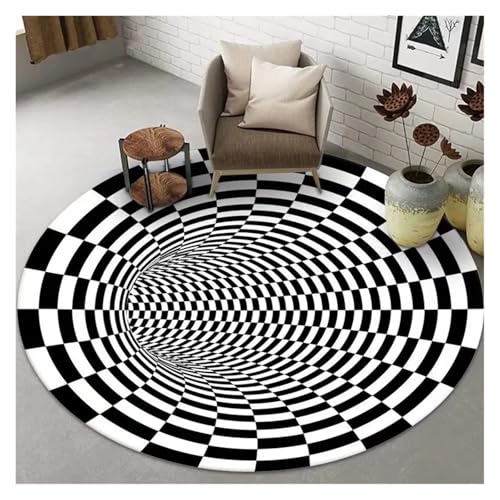 Tapis illusion d'optique vortex 3D rond au design extra-large hypnotique - 2
