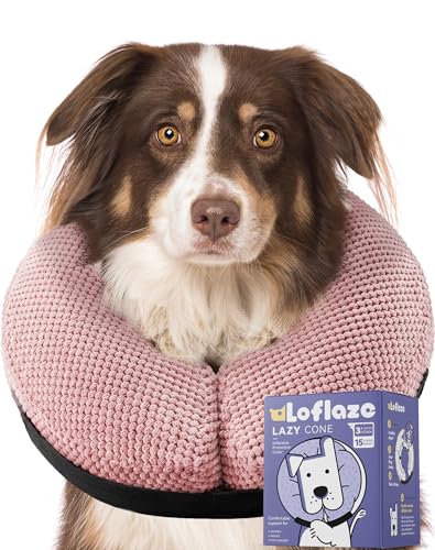 Image of Loflaze Soft Inflatable Dog Cone Collar for Large Medium Small Dogs Cats - After Surgery Dog Neck Donut Collar, ECollar Alternatives for Recovery - Pink, XL