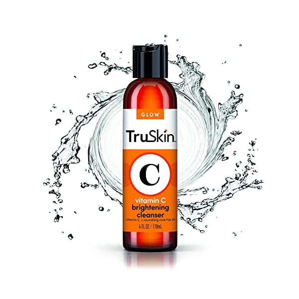 TruSkin-Vitamin-C-Facial-Cleanser-Brightening-Anti-Aging-Face-Wash-Blend-includes-Vitamin-E-Tea-Tree-Oil-Rosehip-Oil-Aloe-Vera-for-Daily-Use-to-Fight-UV-Damage-to-Skin-Fight-Acne-4-fl-oz TruSkin Vitamin C Cleanser for Face - Brightening Face Wash with Vitamins C & E, Rosehip Oil, Aloe Vera and MSM - Deep Clean and Refresh for Radiant, Healthy-Looking Skin, 4 fl oz