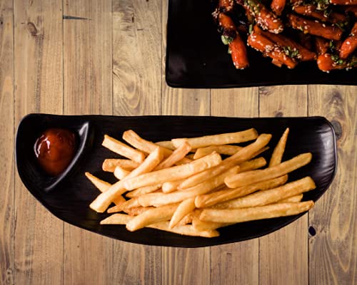 Image of Melamine Rectangle French Fries, Momos, Rolls Serving Platter, Serving Dessert and Snacks Platter /Tray (Black, Pack of 4)