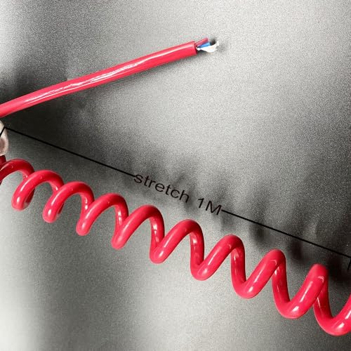 Câble spiralé rouge 2 conducteurs 0,5 mm² extensible jusqu'à 1m