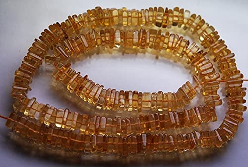 Citrine naturelle du Brésil haut de gamme en fil de perles heishi pour joaillerie