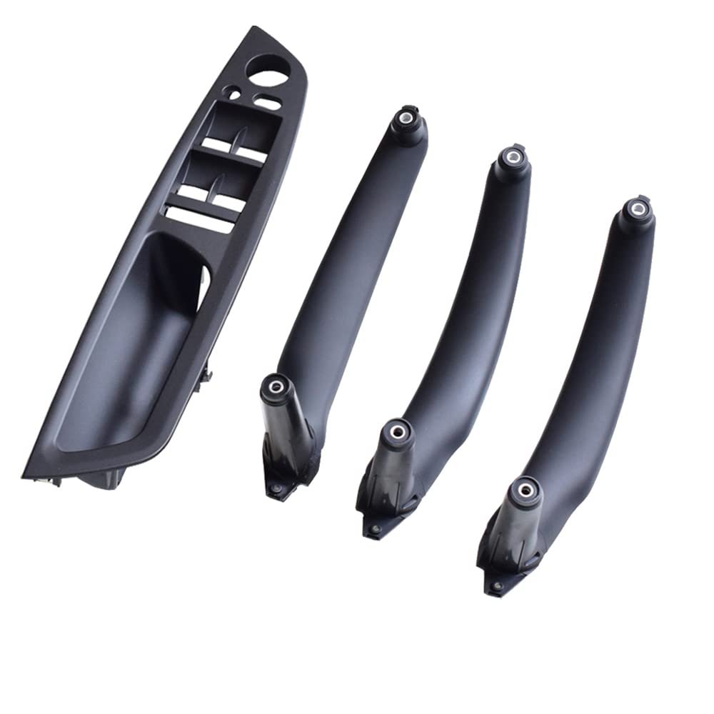4 piezas de manija de puerta interior de ABS para coche, panel interior, cubierta embellecedora para tirar, reposabrazos compatible con B-MW E70 E71 E72 X5 X6 2007-2014 -negro