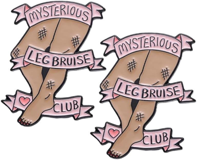 Mysterious Legbruise Club Brooch Pins Badge for Women Men Clothing Bags Jackets Hat Accessory Decoration 2 Pcs