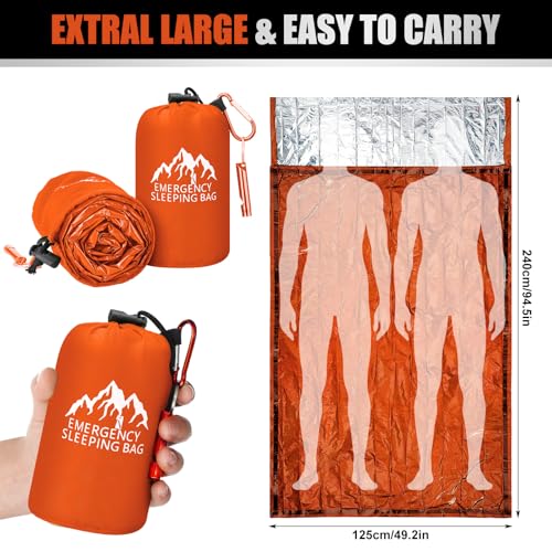 Oudain 6 Pzs Bolsa de Dormir de Emergencia XL Impermeable Bivy Sack con Silbato miniatura 5