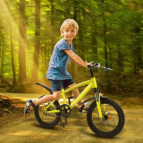 Tenddya Bicicleta infantil de 18 pulgadas, estilo infantil, bicicleta de montaña con barra de apoyo, bicicletas de altura ajustable, para hombre, mujer, niño y niña