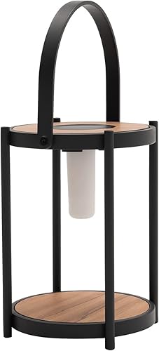 Luces solares al aire libre con llama parpadeante para exteriores, lámpara de mesa de aluminio para patio, jardín, gris oscuro