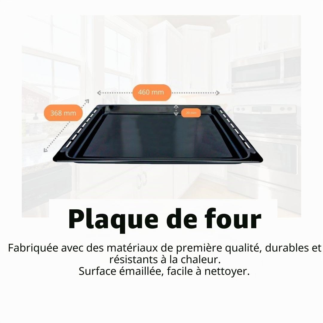 Recamania Lot de 2 grilles de cuisson et plaque de cuisson - 370 x 460 mm - Compatible avec les fours Teka - Plaque de cuisson émaillée et barbecue en métal - Remplacement pour modèles de four