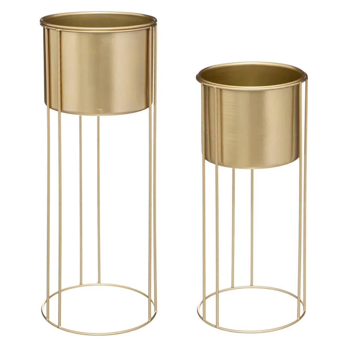 Atmosphera Créateur d'intérieur - Lot de 2 Cache-Pots sur Pied Artif 58cm Or
