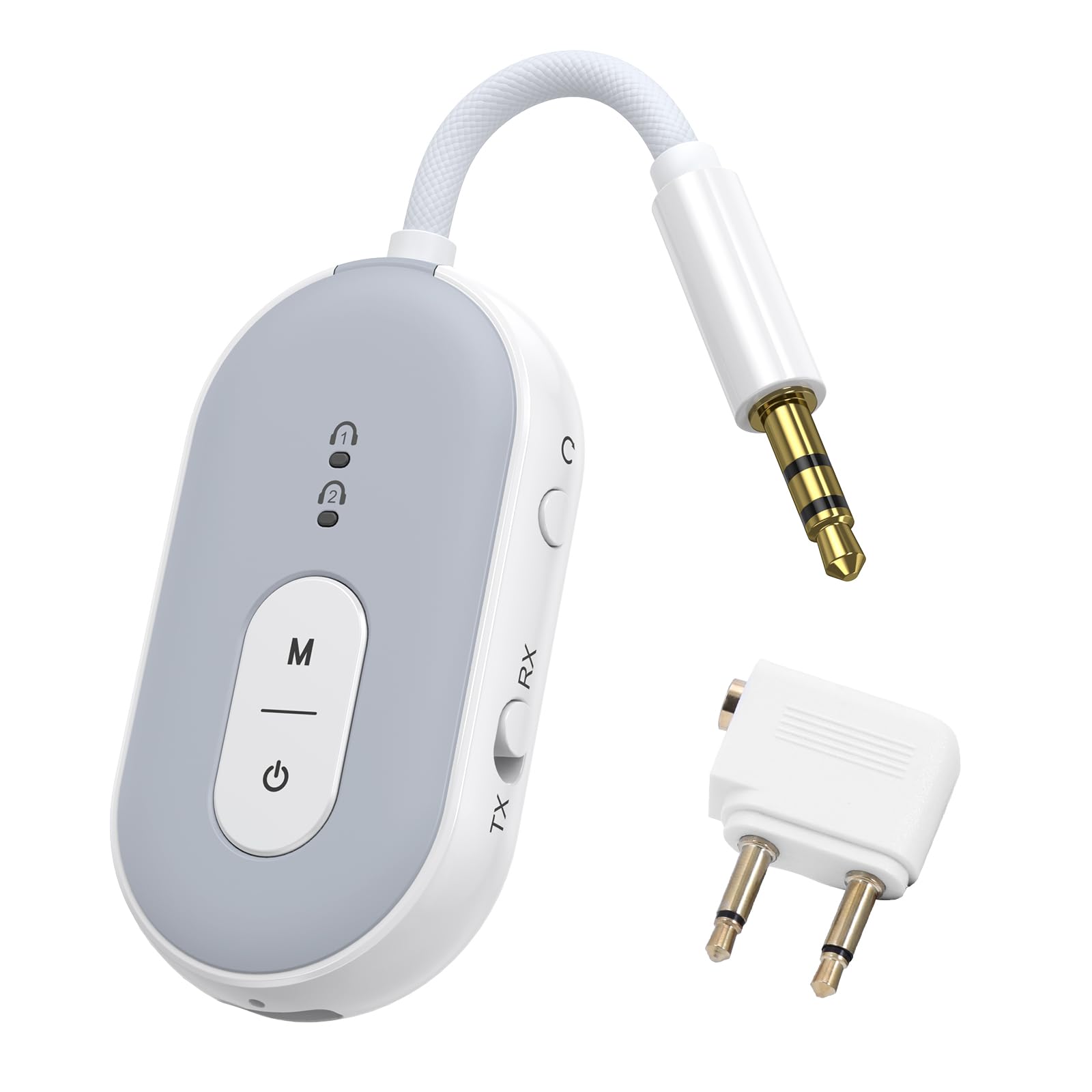 Ankilo atpX Bluetooth 5.3 Adapter für Flugzeug,2-in-1 Bluetooth Sender Klinke,3.5mm Bluetooth Transmitter für 2 Kopfhörer, Fitnessstudio,Tablets,Auto