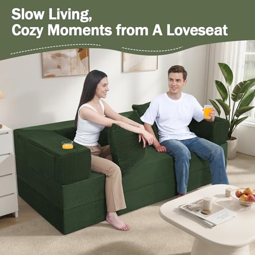 Image of COMAX Futon Sofa Bed, Convertible Sofa Bed, Folding Boneless Couches | Boneless Couch for living room, 4‑in‑1 Fold Out Small Foldable Loveseat Floor Sleeper Mattress Lounge Space‑Saving
