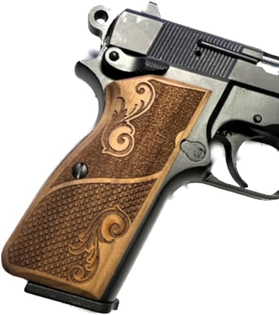 Browning HP, Girsan MC35, EAA and Clone Walnut Grips Hi Power Scroll