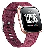 Welltin Bands Compatible with Fitbit Versa/Fitbit Versa 2/Fitbit Versa Lite for Women Men, Breathable Woven Fabric Strap, Quick Release, Adjustable Replacement Wristband for Fitbit Versa Smart Watch