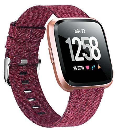 Welltin Bands Compatible with Fitbit Versa/Fitbit Versa 5/Fitbit Versa Lite for Women Men, Breathable Woven Fabric Strap, Quick Release, Adjustable Replacement Wristband for Fitbit Versa Smart Watch