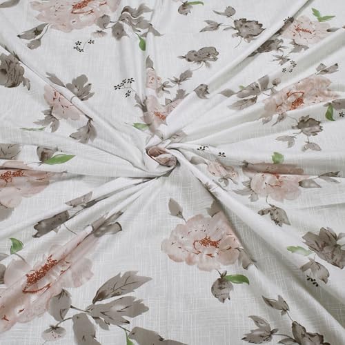 Image of Huesland by Ahmedabad Cotton 144 TC Cotton Bedsheet for Double Bed King Size with 2 Pillow Covers | White, Dusty Rose & Dull Brown
