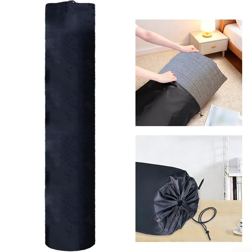 Custodia impermeabile Oxford per tappeti, con coulisse, antipolvere, per coperte e tappeti, nero (50 x 234 cm)