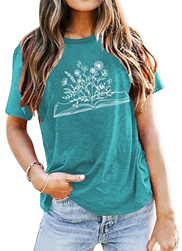 Image of Books Shirts for Women Reading T-Shirt Book Lover Tops Funny Readers Gifts Clothes Casual Librarian Tees