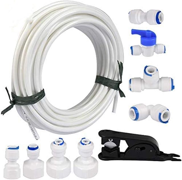 Queta 20 Meters Water Supply Pipe Tube and Fridge Connectors Kit for European Style Double Fridge Refrigerator (1/4" Pipe)