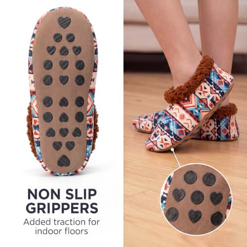 Image of Cozylook Fuzzy Slippers for Women Indoor Soft Sole Slipper Socks | Warm plush feel, non slip grippers, easy step-in, flexible bottom, bedroom and home wear