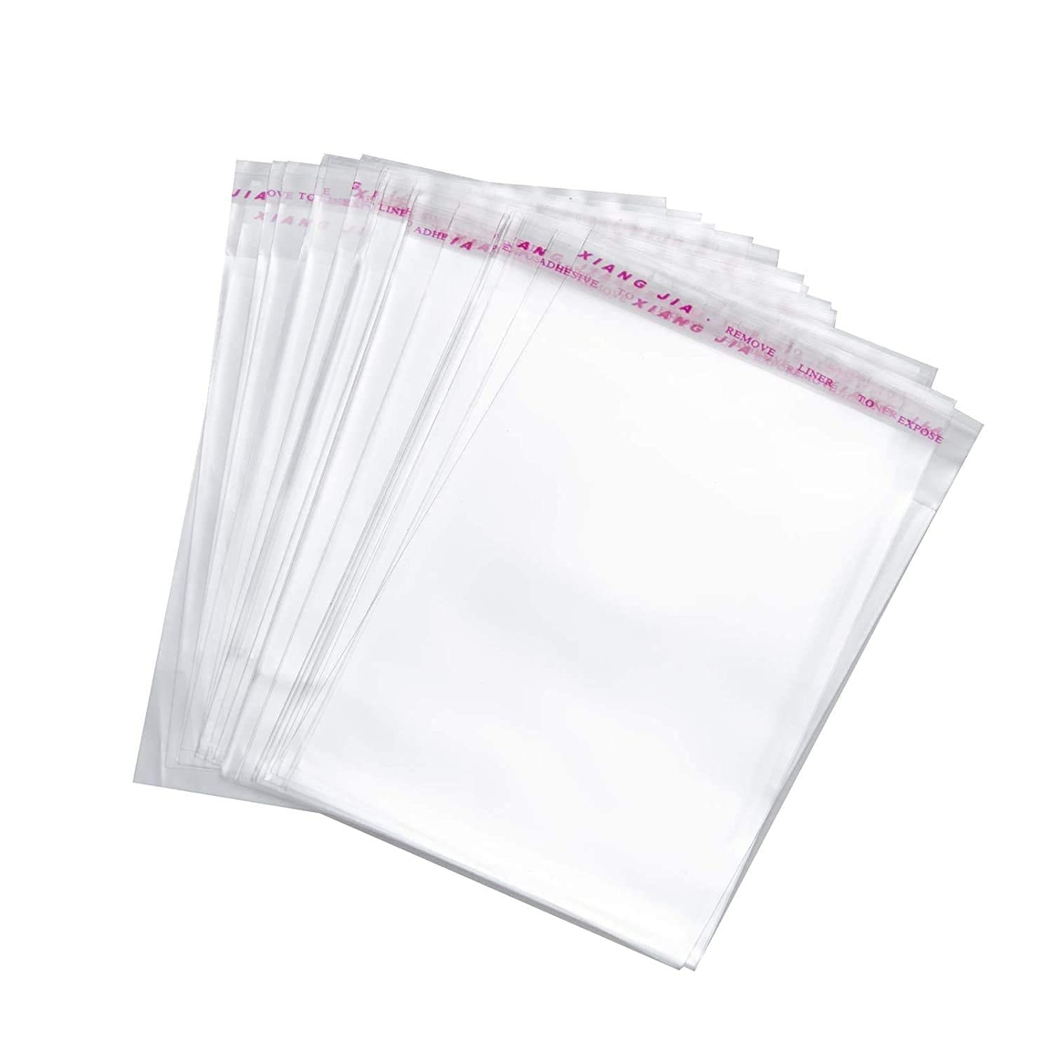FEELBLUETransparent Plastic Poly Bags Bopp Pouches with Self Adhesive Tape, Reasealable(9 * 12 Inches, Pack of 500pcs)
