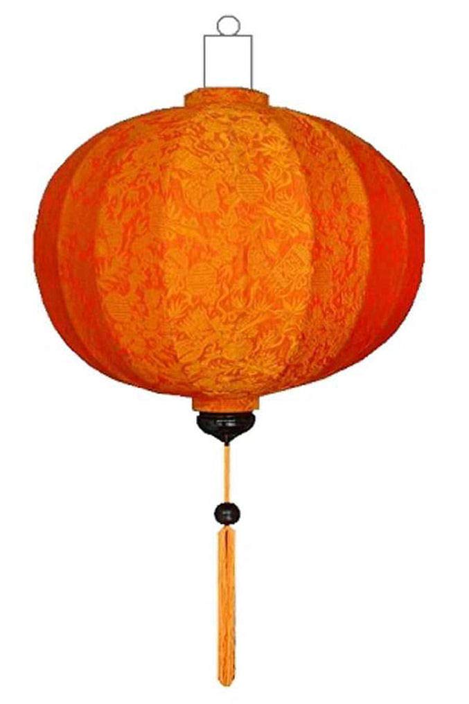 Vietnamese Oriental Silk Bamboo Handcrafted Lantern Lamp Chinese Orange,Medium