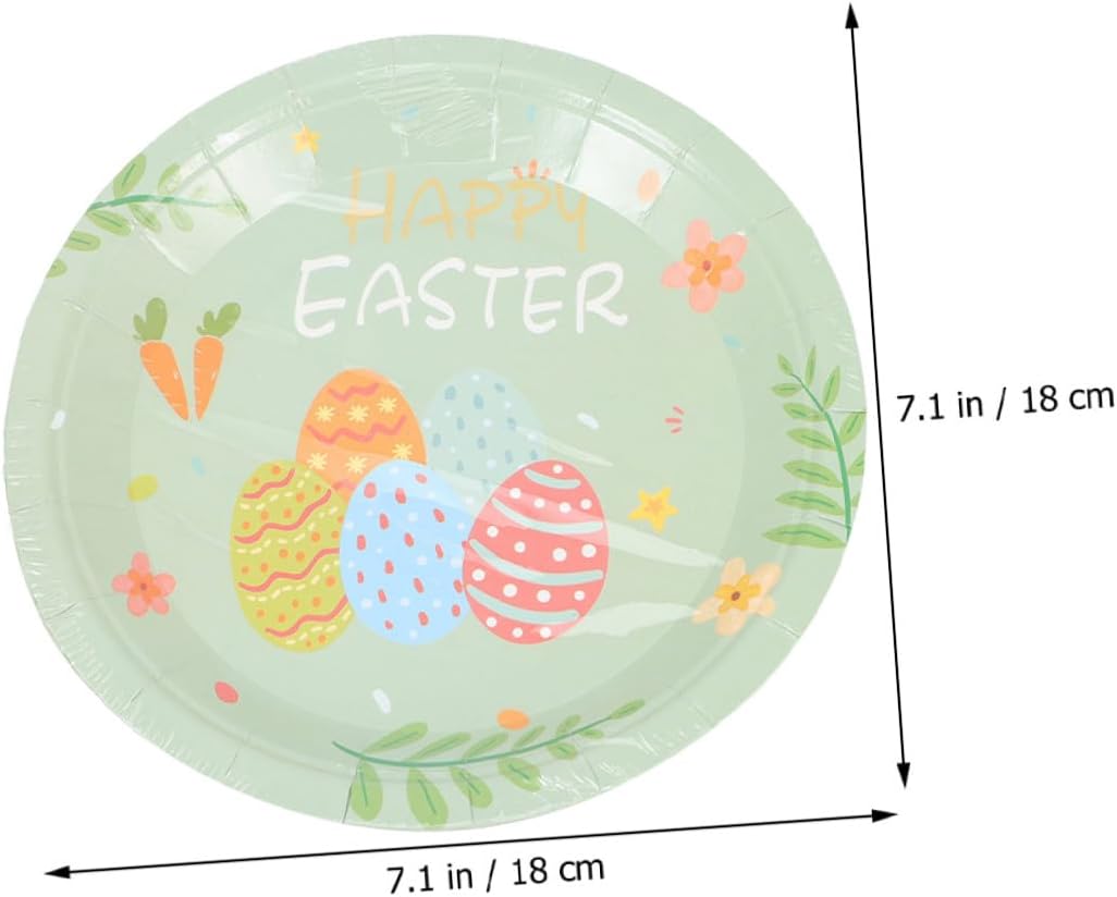 MERRYHAPY 48pcs Easter Bunny Paper Plates 7-inch Disposable Food-grade Paper Dinner Plates for Party, Festival, and Gathering Supplies