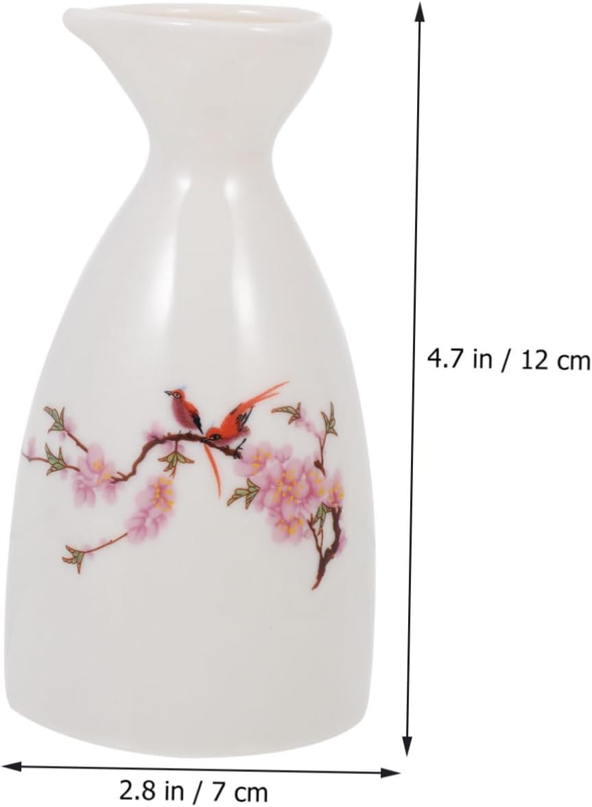 LABRIMP Japanese Style Sake Pot and Cup Set Ceramic Sake Serving Holders for Spirits and Water Includes One Pot and Six Cups for Gatherings and Entertaining